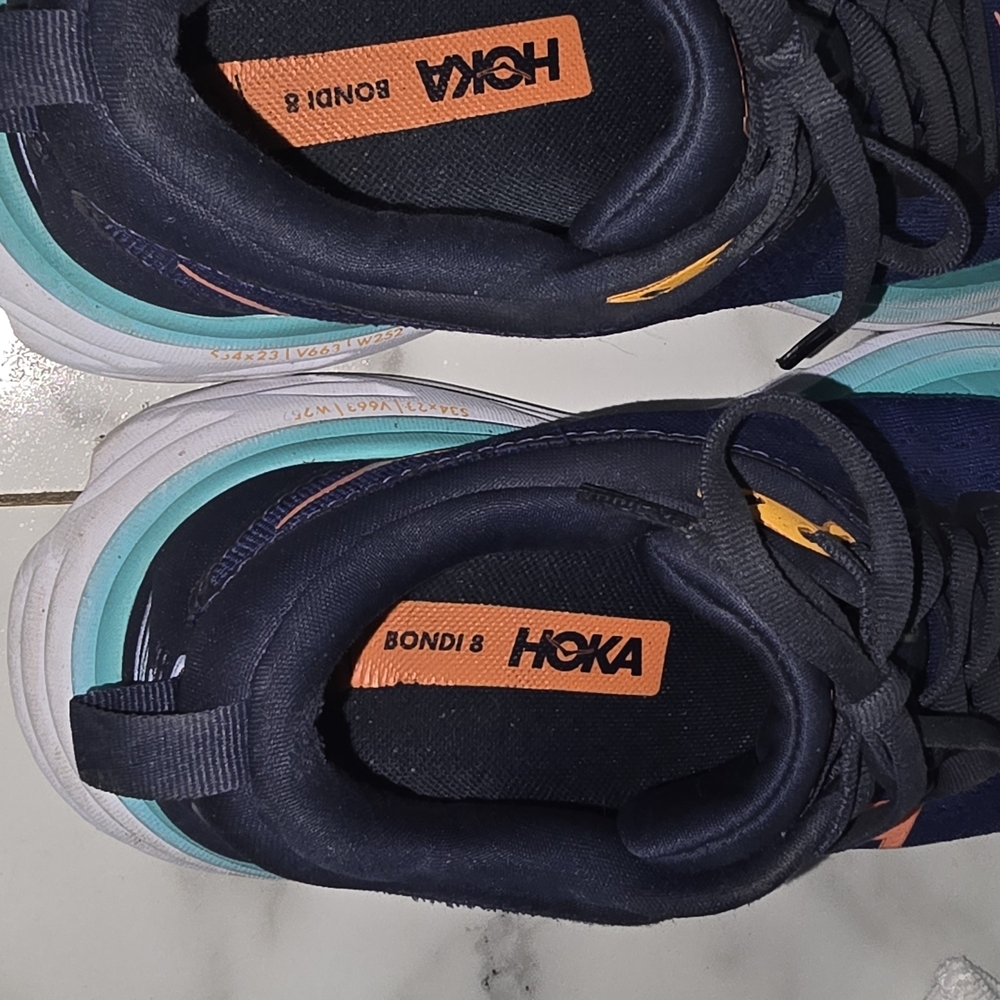 Hoka Navy and Teal Running Shoes Size 7.5 - Picture 4 of 9